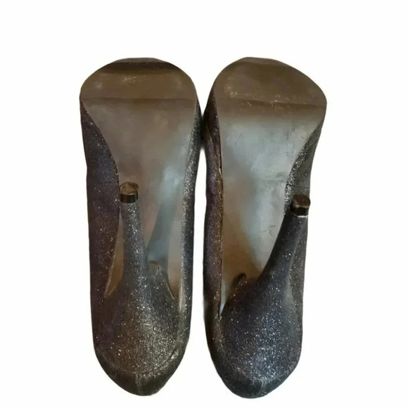 Steve Madden P-Kelly Black Glitter Peep Toe heels NWOT - Picture 6 of 8